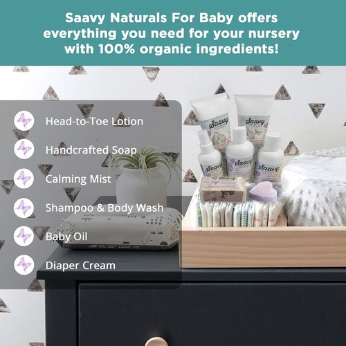 Saavy Naturals Baby Diaper Cream - Organic Diaper Rash Ointment with Zinc Oxide, Arnica & Aloe | 2.5oz Unscented, 2 Pack