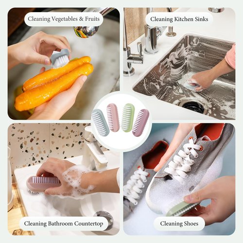 Nail Brush for Cleaning Fingernails, Larbois Deep Cleaning Fingernail Brush Two Sided Hand Fingernail Scrub Brush for Cleaning Nail Scrubber Brush Heavy Duty Foot Brush for Men Women Toes 4 PCS