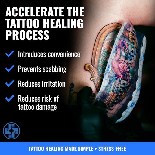 Saniderm Flex Tattoo Aftercare Bandage (New) (Personal Roll, 10.2 in x 2 yd) – Faster Tattoo Healing and Protection – Sterile, Waterproof, Flexible, Latex-Free, Tattoo Aftercare Wrap – Matte Finish