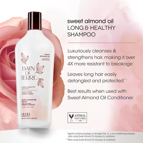 Bain de Terre Sweet Almond Oil Shampoo - Strengthens & Protects Weak Hair | Paraben-Free, Vegan