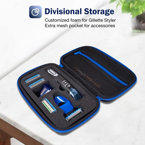 ProCase Hard Travel Case for Man Gillette Styler Beard Trimmer, Father’s Day Carrying Storage Bag for Blade Refills, Charging Cord, Hair Clippers Electric Body Shaver Razor Accessories -Black