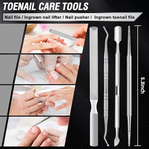 Toenail Clippers for Seniors Thick Toenails, Aucurwen Heavy Duty Toe Nail Clippers Adult Thick Nails Long Handle, Large Toenail Clippers for Thick Nails 7Pcs(Blue)