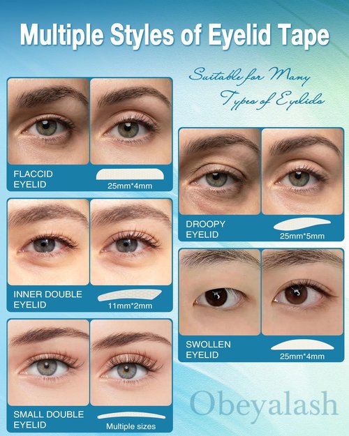 Obeyalash 700 Pcs Eyelid Tape with Tweezers, Double Eyelid Tape for Invisible Lace Waterproof Lifter Strips, Natural Strong Hold for Monolid & Hooded Eyes, Beginner Friendly Makeup
