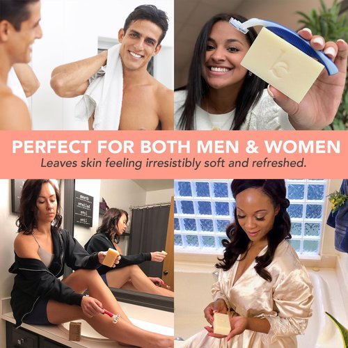 Bar Soap for Shaving - USA Made with Organic & Natural Ingredients, Shave Bar for Women, Vegan Soap with Shea Butter & Coconut Oil, Provides Rich Lather and Reduces Ingrown Hair & Razor Bumps