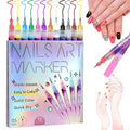 12 Colors Nail Art Pens, 0.5mm Fine Tip 3D Acrylic Polish Pen Set, Waterproof Quick-Drying Dotting Graffiti Drawing Liner Brush, DIY Nail Art Design Manicure Tools for Beginners Women Home Salon Use