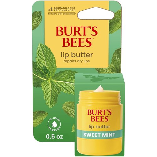 Burt's Bees Sweet Mint Lip Butter - 24-Hour Hydration & Moisture Lock | 0.5 Oz Antioxidant Formula