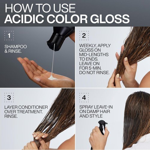 Redken Acidic Color Gloss Set - Shampoo, Conditioner & Heat Protection Spray for Color-Treated Hair