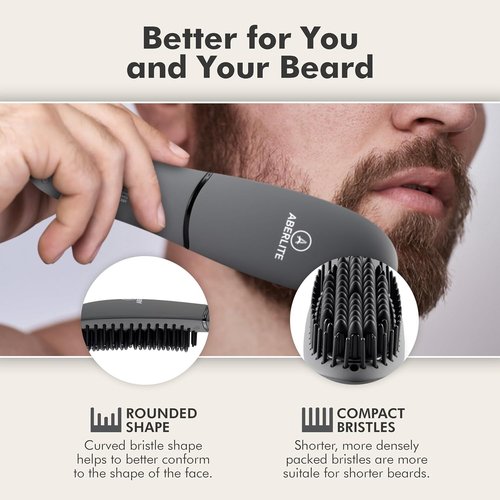 Aberlite Pocket Beard Straightener - Compact Ionic Heat Brush Comb with Anti-Scald Technology | Travel-Friendly
