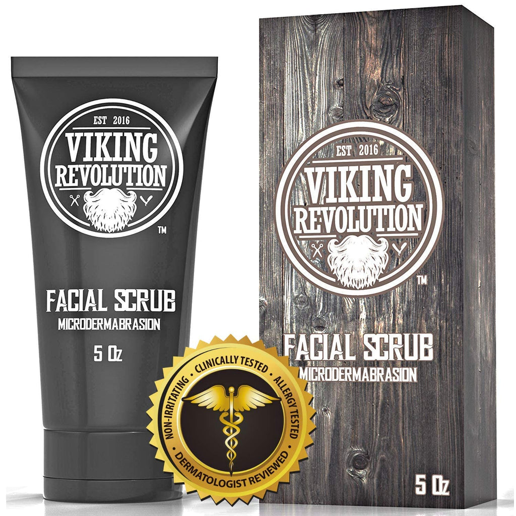 Viking Revolution Microdermabrasion Face Scrub for Men - Facial Cleanser for Skin Exfoliating, Deep Cleansing, Removing Blackheads, Acne, Ingrown Hairs - Men's Face Scrub for Pre-Shave (1 Pack)
