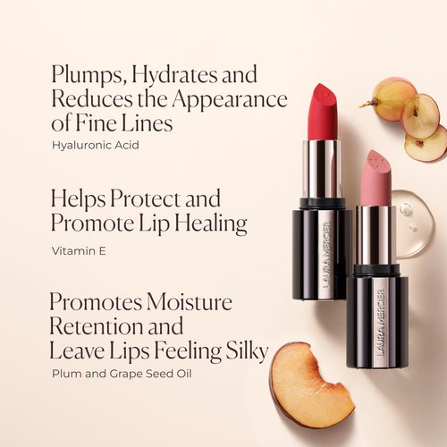 Laura Mercier Caviar Smoothing Matte Lipstick, 16HR Hydration, Long Lasting, High Impact Color, Smudge- & Transfer-Proof, With Hyaluronic Acid + Vitamin E, 520 Scarlet Velvet - Bright medium blue-red