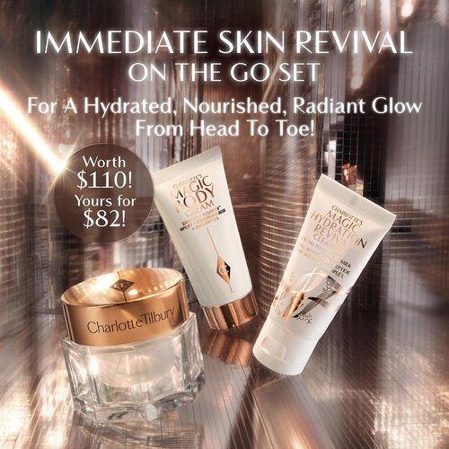 Charlotte Tilbury Mini Skin Revival Set - Travel Size Skincare Kit with Glow Toner, Magic Serum & Cream for Radiant Skin