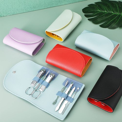 Lanties 12 Set Manicure Set Bulk Mini Manicure Nail Clipper Kit 7 in 1 Stainless Steel Professional Nail Care Pedicure with Travel Portable Bag Grooming Kits for Women Men Home(Multi Color)