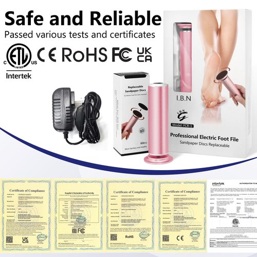 Electric Foot File Callus Remover for Feet, Adjustable Speed Foot Sander Grinder Professional Pedicure Tools for Dead Skin Heel Calluses with Replaceable Sandpaper Discs (Upgraded FCR-1 Pink)