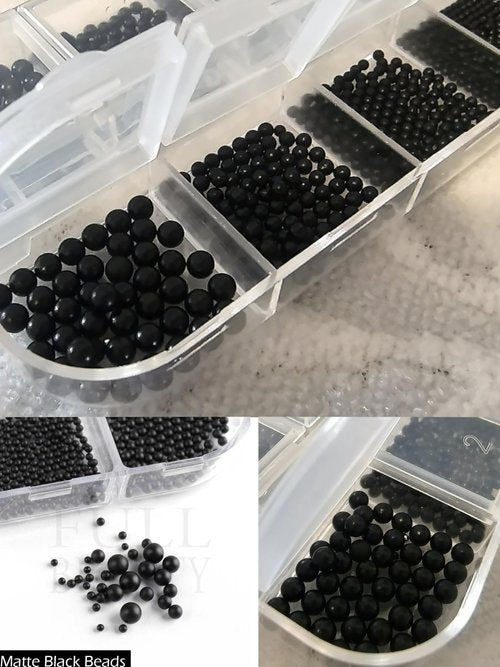 Chunmeng 0.8-3MM Mini Small Finger Nail Beads Metal Caviar Nail Accessories Nail Art Metal 3D Mixed Size DIY Accessories Beads Women's Nail Art（Black）