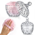 kanpura 2 Pcs Extra Large Body Powder Puff and Container Clear 6 Inch Body Powder Puff and Crystal Container for Baby Women Reusable, Washable, Wet and Dry Makeup