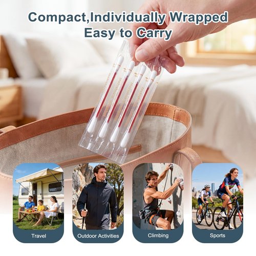 Disposable Iodine Cotton Swabs, Individually Wrapped Medical Iodophor Swabsticks Bulk, Povidone Wound Iodine Qtips Cotton Buds First Aid Kits for Nasal Ears Bruise Care, Travel Outdoor (White 100)