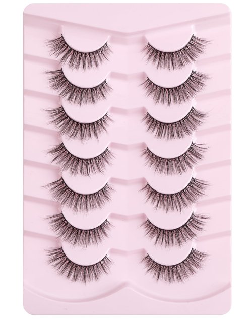 Onlyall Natural Lashes Wispy Lashes Natural Look False Eyelashes Flared Eyelashes 7 Pairs D-K06