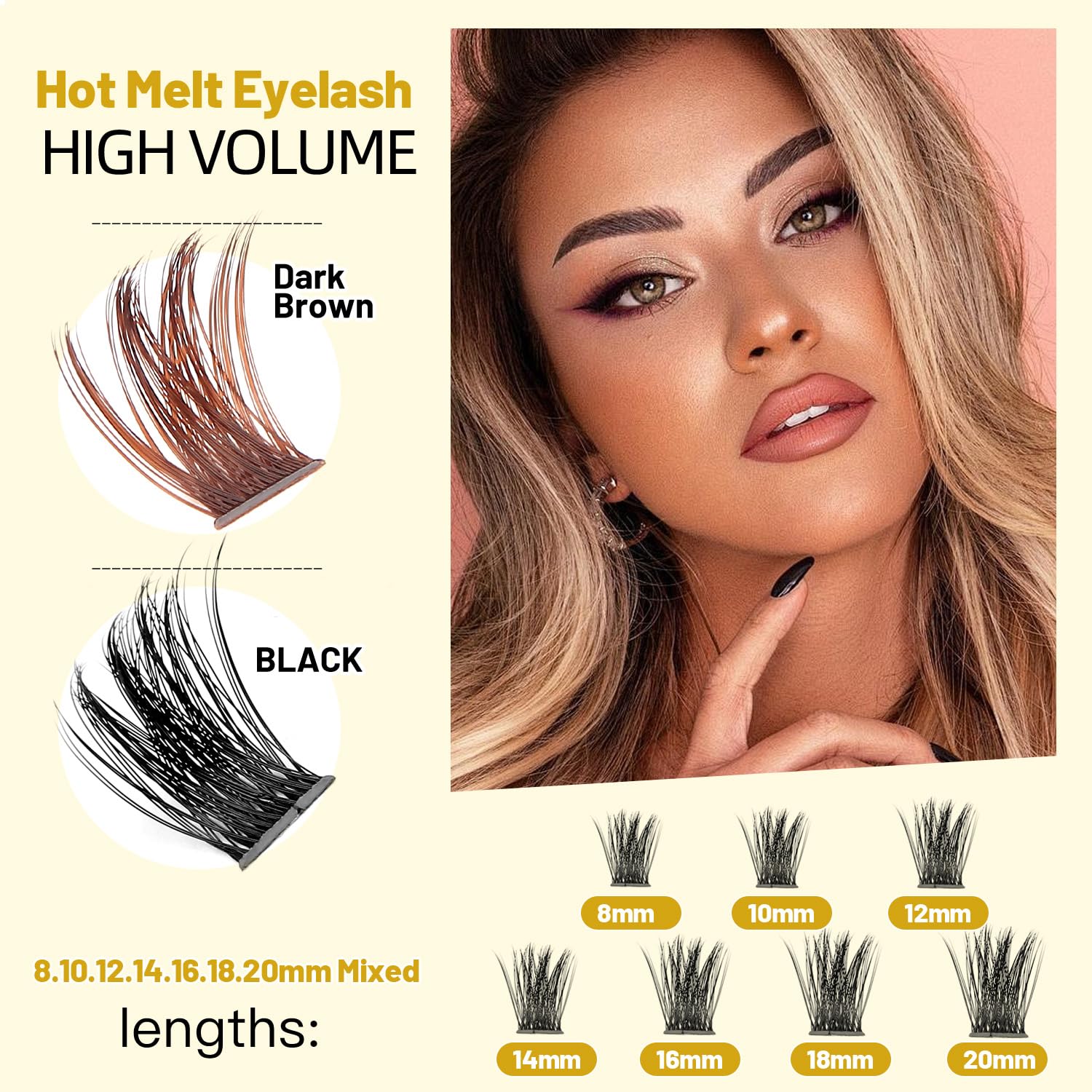 →VAYATOR Lashes Mixed Kit/False Lashes Lash Bond & Seal Kit Multiple styles To Choose 8-20mm Mix D Curl/DD Curl Makeup Cluster Grafting Eyelashes Individual Extension (DD Curl-18mm)