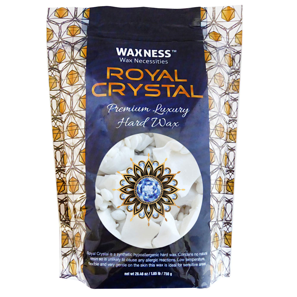 Waxness Royal Crystal Hard Wax Beads 1.65 lb (750 g) – Premium Rosin-Free Stripless Wax with Crystal Formula for Sensitive Areas, Professional Use – Made in Italy