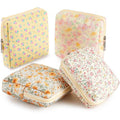 Paterr 4 Pcs Mini Quilted Floral Makeup Bag Women Gifts Small Cosmetic Bag Floral Quilted Makeup Pouch with Zipper Cute Travel Toiletry for Mom Teacher Women Girls Gifts(Pink, Orange Flower)
