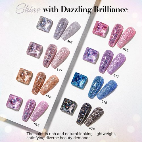 AZUREBEAUTY Dip Nails Powder Starter Kit - 8 All-Season Shiny Chrome Colors with Base & Top Coat | 30 PCS