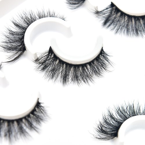 Miss Kiss 6 Pairs Fluffy Cat Eye False Lashes Strips, Russian C Curl Eyelashes Pack, 3D Mink Lashes Volume Natural Look 12 MM