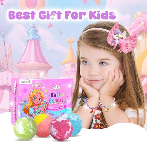 Bath Bombs for Kids Girls with Surprise Toys Inside, Unicorn Bath Bombs with Jewelry Toys Gifts for Girls 3 4 5 6 7 8 Years Old Birthday Christmas, Handmade Bubble Fizzies Bath Ball (Package May Vary)