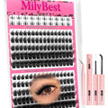 Cove Lash Clusters Kit Eyelash Clusters with Bottom Lashes 10-18mm Manga Fairy Individual Lashes Wispy Fluffy Cluster Eyelash Extensions Bond & Seal Spiky D Curl Lash Extension Kit by MilyBest