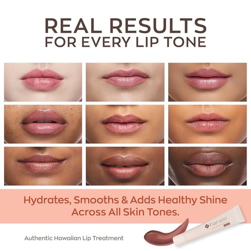 Hanalei Lip Treatment - Intensive Overnight Moisturizer with Kukui Oil & Shea Butter | Hydrating Balm for Dry, Chapped Lips - Natural Nude Tint, 15g - Cruelty-Free