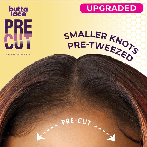 Sensationnel Butta Lace Precut Wigs - Unit 3 Glueless Extra Wide 5 Inch Deep Parting Synthetic Pre Tweezed Smaller Knot Hairline (1 JETBLACK)