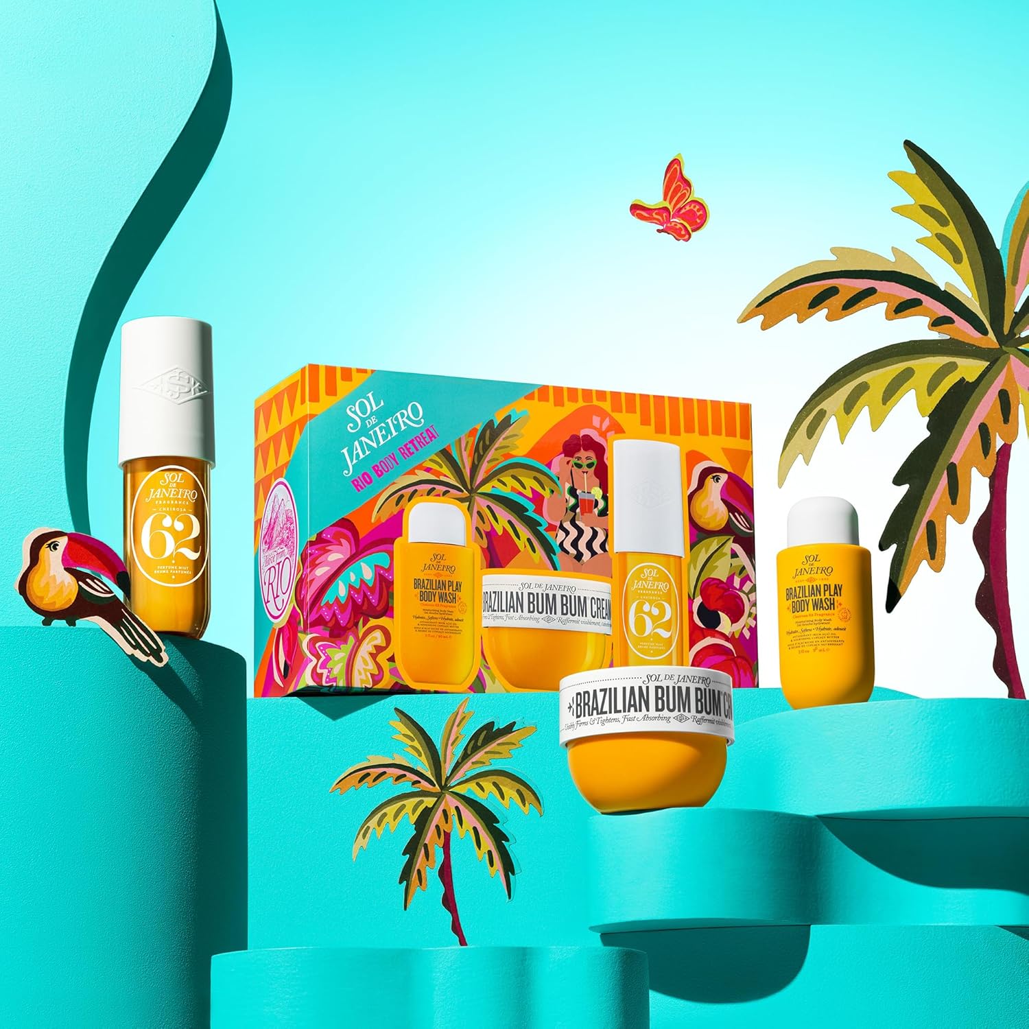 Sol de Janeiro Gift Set - Rio Body Retreat | Brazilian Bum Bum Cream, Play Body Wash & Cheirosa 62 Mist