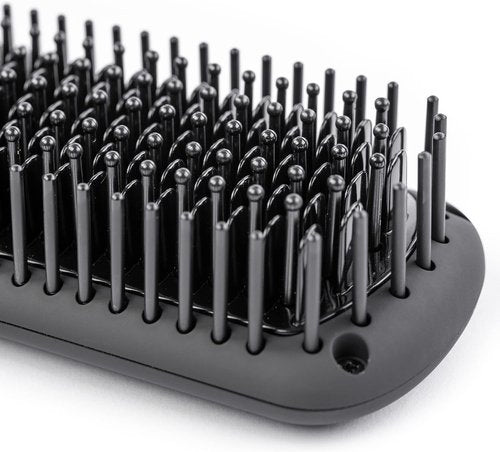 L'ANGE HAIR Le Vite Straightening Brush - Heated Tool for Smooth, Frizz-Free Hair | Dual-Voltage Ceramic Brush (Black)