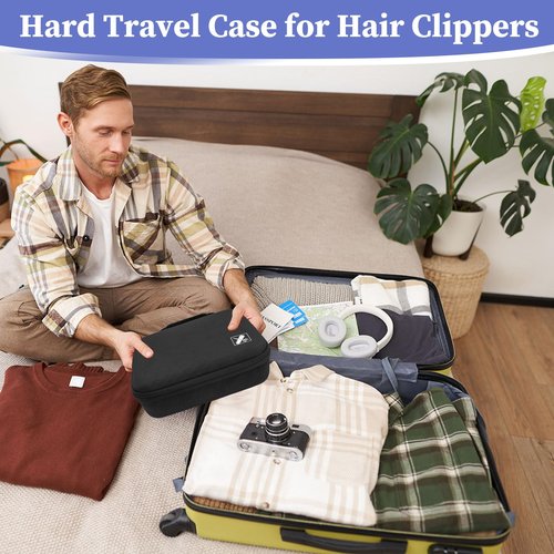 Klawdsky Hard Clipper Case for Barbers, Hair Clippers Travel Case for Hatteker/Oneisal/Wahl 5star/Andis Razor Guard Grooming Kits, Hair Cutting Barber Supplies Holder, Trimmer Organizer Storage Bag