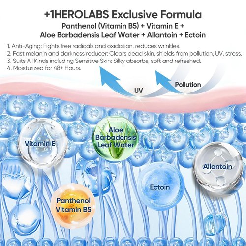 +1Herolabs Hyaluronic Acid Serum for Face with Vitamin B5, C, E & Niacinamide, Hydrating & Plumping Face Serum for Sensitive Skin, Fragrance-Free 8.45 Fl Oz