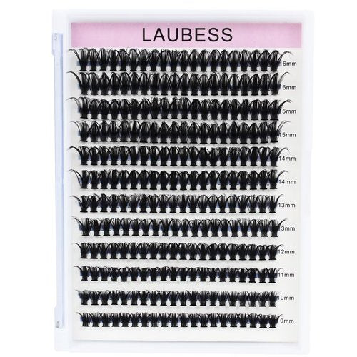 Cluster Lashes Mixed Length 50D 240 Individual Lashes D Curl Lash Clusters Volume Eyelash Clusters DIY Lash Extension Kit Fluffy Cluster Eyelash Extensions (50D-0.07D, 9-16mm)