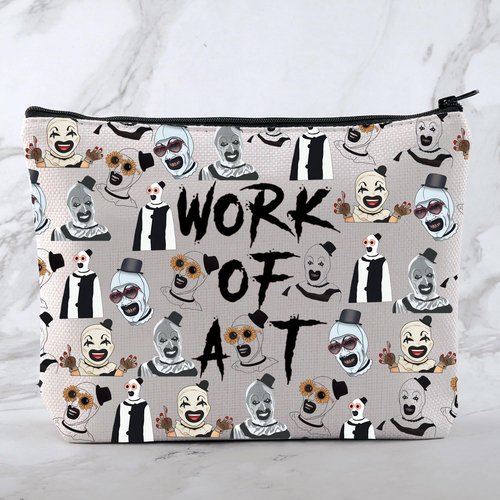 MNIGIU Horror Clown Inspired Cosmetic Bag Scary Clown Lover Gift Clown Themed Makeup Bag Horror Movie Fan Gift