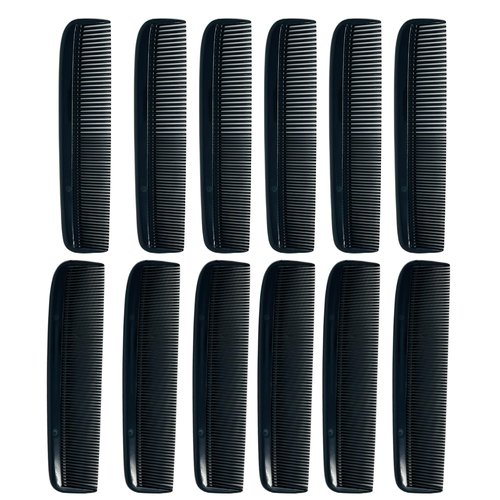G.B.S Pocket Comb 12 Pack – Black Coarse/Fine & All Fine Hair Combs – Durable Plastic Pocket Size Barber Comb for Men & Women – Great for Styling, Travel & Everyday Use