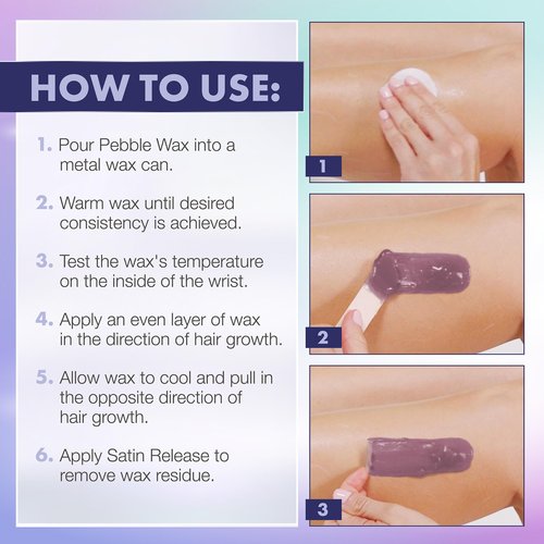 Satin Smooth, Hair Removal Wax, Thin Film Flex Pebbles Wax™, Amethyst Crystal Flex Hard Wax Beads – for Sensitive Skin & Fine to Medium Hair, 23 oz