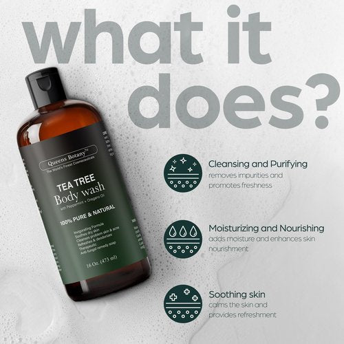 Artnaturals Antibacterial Tea Tree Oil Body Wash For Men & Women Remedy Soap Extra Strength - Helps Treat Acne, Athletes foot, Eczema, Toenail Fungus & Jock Itch & Ringworm (16 Fl Oz (Pack of 2)