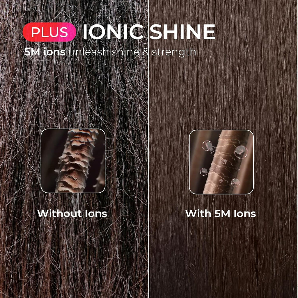 TYMO Ring Plus Ionic Hair Straightener Brush - Professional Titanium Comb with 9 Temp Settings & LED Display, Gold Blush