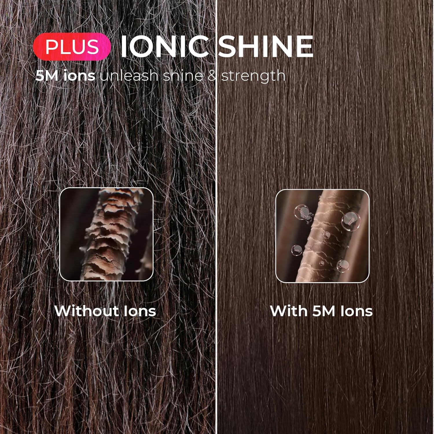 TYMO Ring Plus Ionic Hair Straightener Brush - Professional Titanium Comb with 9 Temp Settings & LED Display, Gold Blush