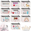 Irenare 30 Pcs Nurse Gifts for Women Nurse Survival Kit Canvas Makeup Bags Cosmetic Appreciation Peace Love Nursing Travel Toiletry Case Earpiece Toiletry Zipper Pouch Bag Thank You Gift