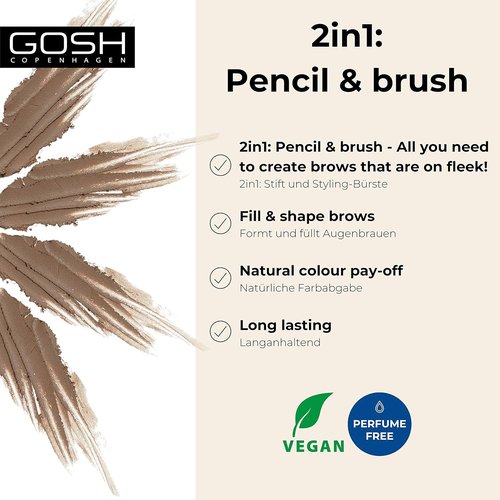 Gosh Eyebrow Pencil - Rich Brown Color for Defined Brows | Long-Lasting Formula