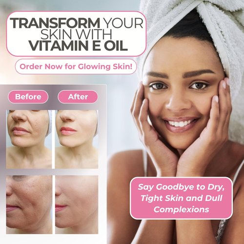 Leven Rose 100% Vitamin E Oil 75,000 IU per oz 100% Natural, Organic, Pure Vitamin E Oil for Skin, Face, Hair, Nails 1oz