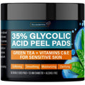 NUVADERMIS 35% Glycolic Acid Peel Pads – Exfoliating Facial Resurfacing for Blackheads, Dark Spots, and Acne – Safe for Sensitive Skin – 60 Double-Sided Pads