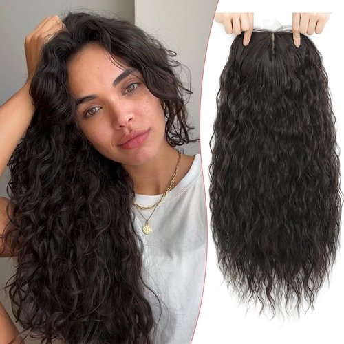 PANEWAY Curly Hair Toppers For Women with Thinning Hair Synthetic 6.5’’x6.5’’ Ladies Wiglets Full Coverage Topper Perfect for Daily, Holiday, Style (20",Dark Brown)