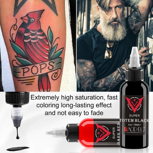AYCOS 1oz Tattoo Ink - Black Red Tattoo Ink - Ink Set A Classic Combination of Black and Red - Suitable for Professional Tattoos and Artist