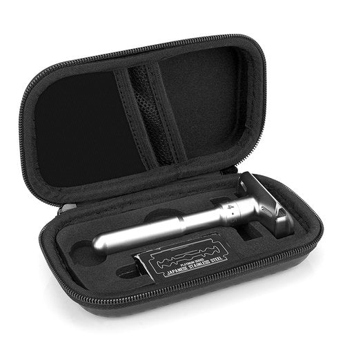 Linkidea Hard Shell Travel Case with Shaving Kit Storage for Short/Long Handled Razor Blades and Attachments - Compatible with Double Edge Safety Razors