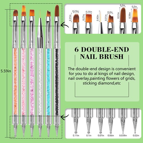 Nail Art Brushes, 6 Acrylic Nail Brushes Dappen Dish Set - Dappen Dish for Acrylic Nails, Monomer Dish Nail Glass Cup Nail Art Manicure Tools (10 Piece Set)