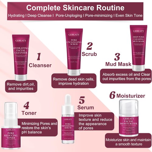 Skin Care Set, 6pcs Women Girls Skin Care for Teens 10-12 with Korean Salicylic Acid,Hydrate, Glow,Minimize Pore,Travel Skincare,Christmas Birthday Teen Girl Gifts Trendy Stuff,Teenage Tween Gifts